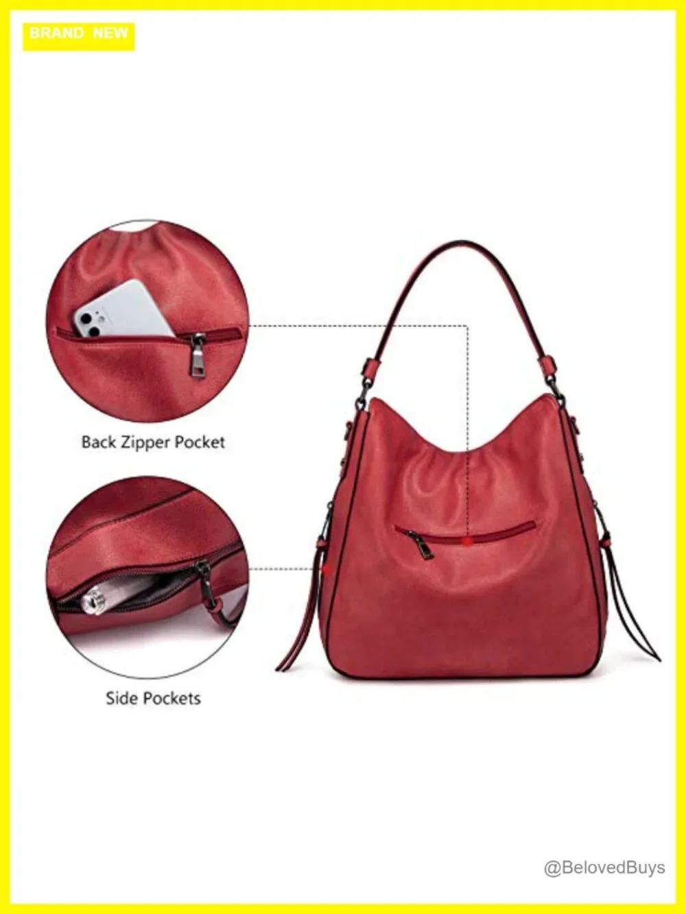 Faux Leather Hobo Crossbody Bag Large Shoulder Purse